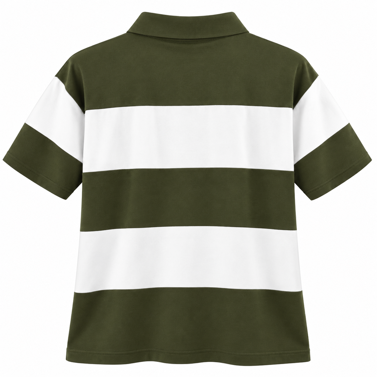 VIHAANA Women's Olive Green & White Striped Polo T-Shirt - Image 6