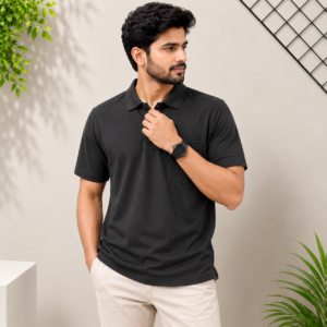 Free Mind Menβs Solid Black T-Shirt with Pocket | Regular Fit