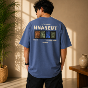 Menβs Blue Graphic T-Shirt | Round Neck | Regular Fit