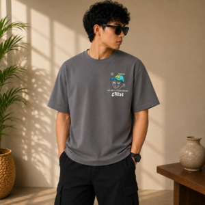 Men’s Grey Graphic T-Shirt | Round Neck | Half Sleeve