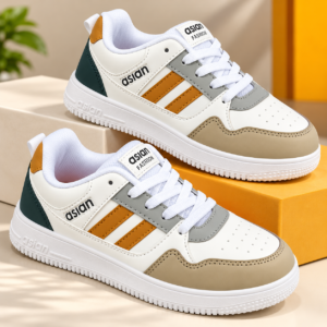 Asian Boston 02 Kids White Navy Mustard Shoes
