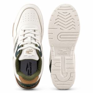 Asian Motion-02 Men's Casual Sneakers White Olive Beige Shoes