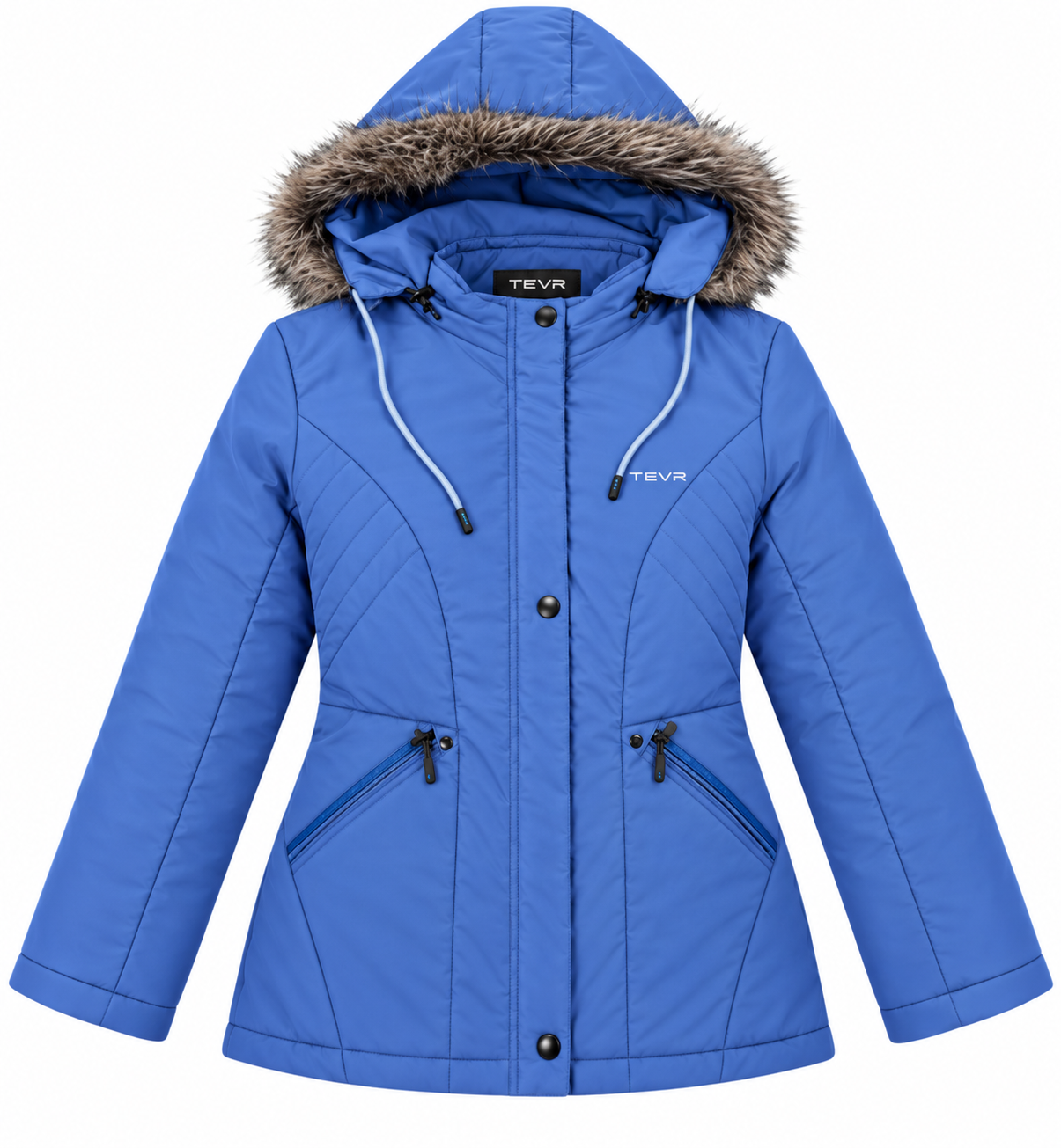 Girl's Fur Hooded Winter Jacket | Russian PU Quilted Jacket | TEVR - Image 2