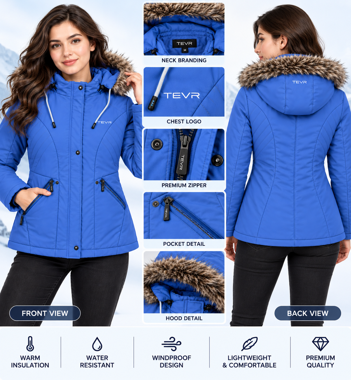 Girl's Fur Hooded Winter Jacket | Russian PU Quilted Jacket | TEVR - Image 4