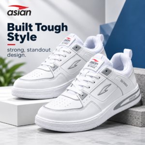 Asian Defender-01 Men's Casual Sneakers Full White | Stylish Lace-Up Shoes