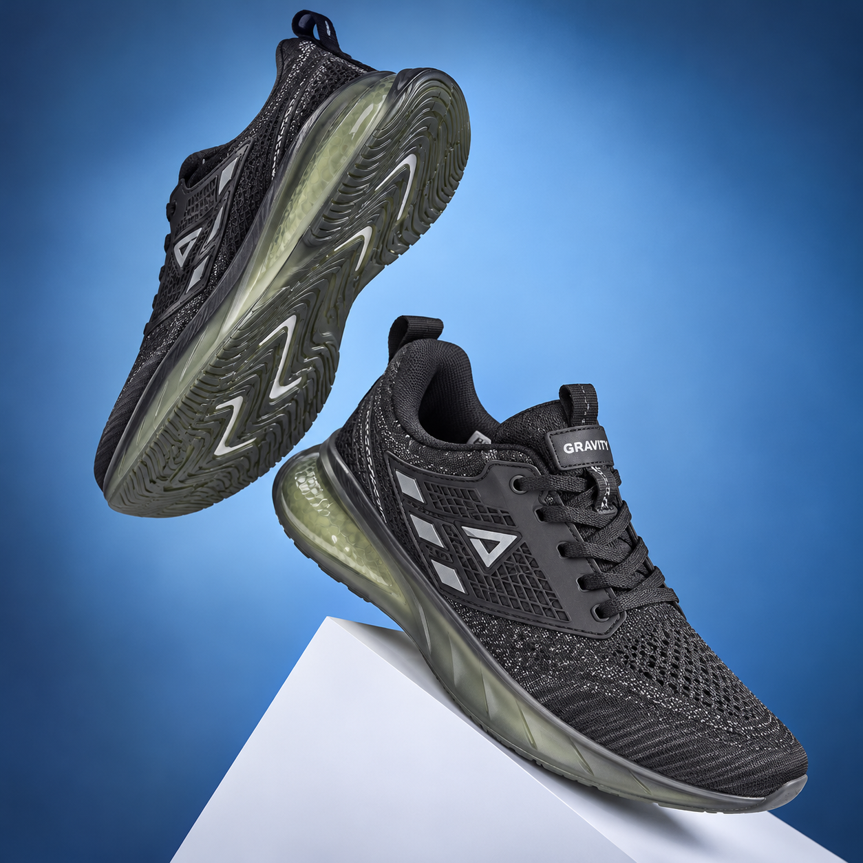 Ajanta Impakto Men's Black Sports Running Shoes