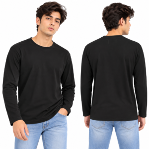 Solid Black Full Sleeve Round Neck T-Shirt
