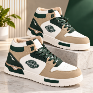 Asian Motion 11 Men's High Top Casual Beige Leaf Green | Stylish Lace-Up Shoes