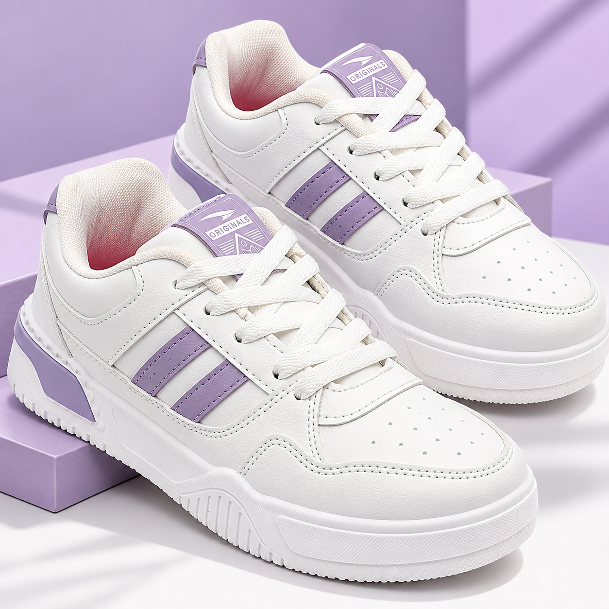 Asian Paradise 12 SPL Girls Casual Sneakers Off White Lavender Shoes - Image 2