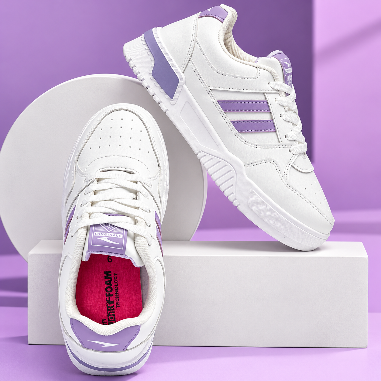 Asian Paradise 12 SPL Girls Casual Sneakers Off White Lavender Shoes - Image 3