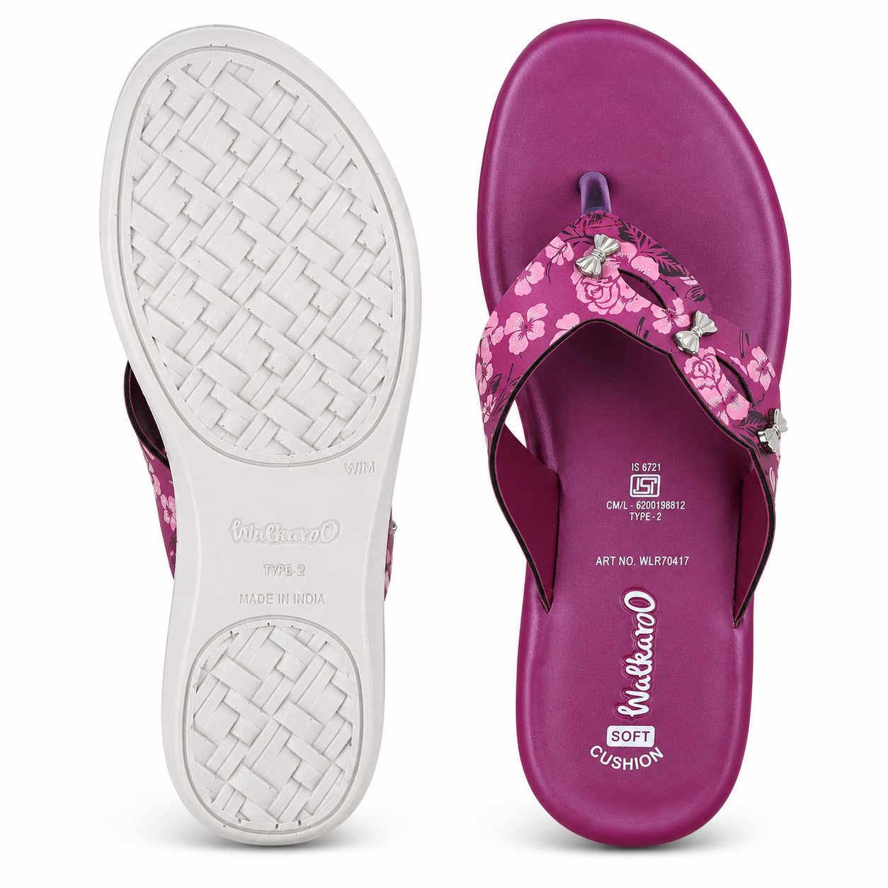 Walkaroo Women's Plum Floral Soft Cushion Slippers - Image 4