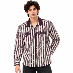 BLACKETT Cream Striped Full Sleeve Shirt