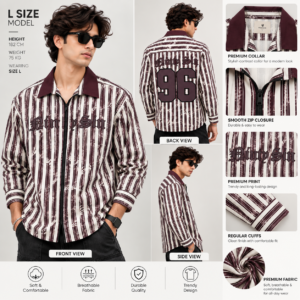 BLACKETT Cream Striped Full Sleeve Shirt