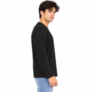Solid Black Full Sleeve Round Neck T-Shirt