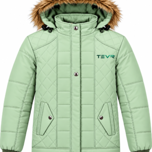 TEVR Fur Hooded Winter Jacket Women Light Mint Green