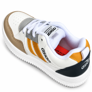Asian BOSTON 02 KIDS Casual White Navy Mustard Shoes
