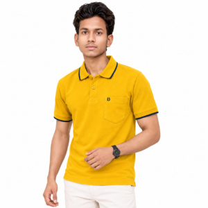 Dixcy Scott Men’s Cotton Rich Mustard Yellow Polo T-Shirt – Size L
