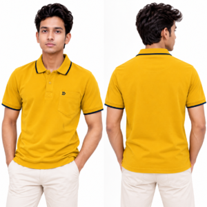Dixcy Scott Men’s Cotton Rich Mustard Yellow Polo T-Shirt – Size L
