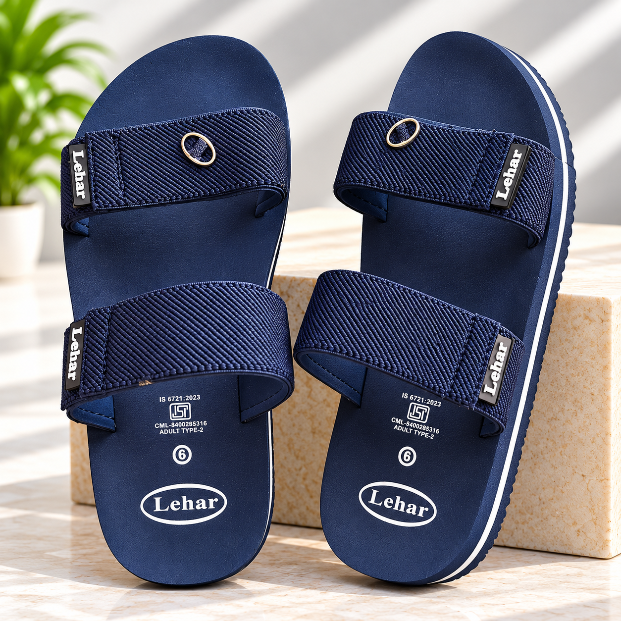 Lehar Men's Navy Blue Slides Sandals