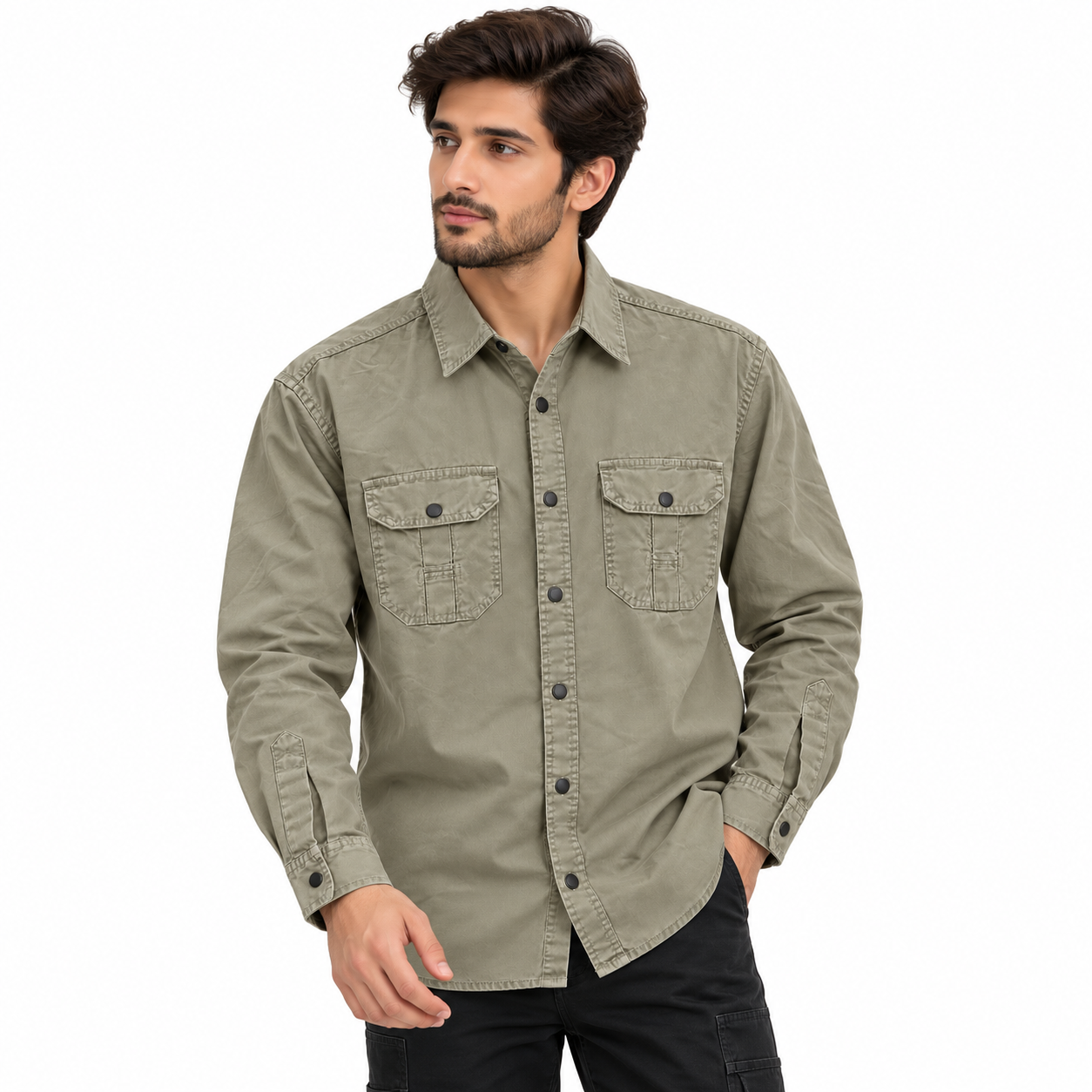 TOUCH TWO WAY Men’s Premium Denim Shirt - Image 5