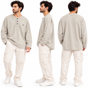 Lacoste Menβs Relaxed Fit Long Sleeve Henley T-Shirt