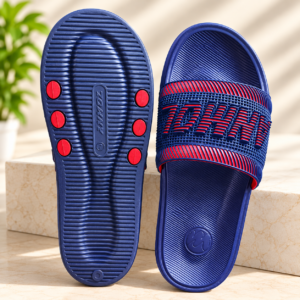 Anmol Men's Navy Blue Slides Slippers