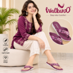 Walkaroo Women’s Plum Floral Soft Cushion Slippers