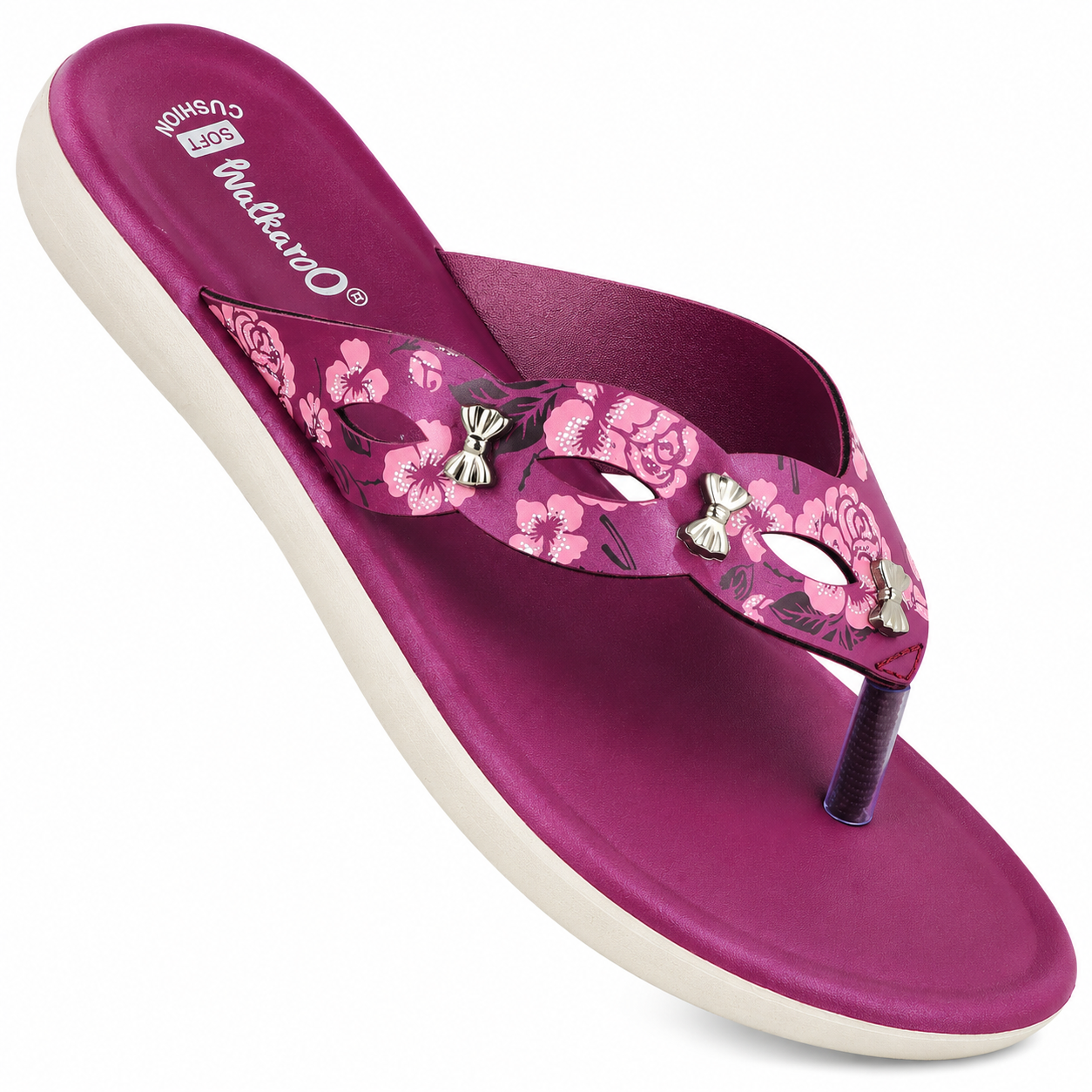 Walkaroo Women's Plum Floral Soft Cushion Slippers - Image 3