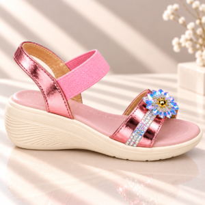 Softline Girls Stylish Flower Sandals | Baby Pink