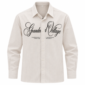 YOUNGOR Men’s Premium Beige Striped Full Sleeve Printed Casual Shirt