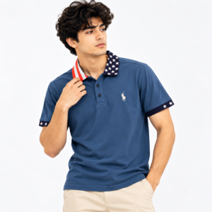 Polo Ralph Lauren Men’s USA Flag Collar Polo T-Shirt – Size L