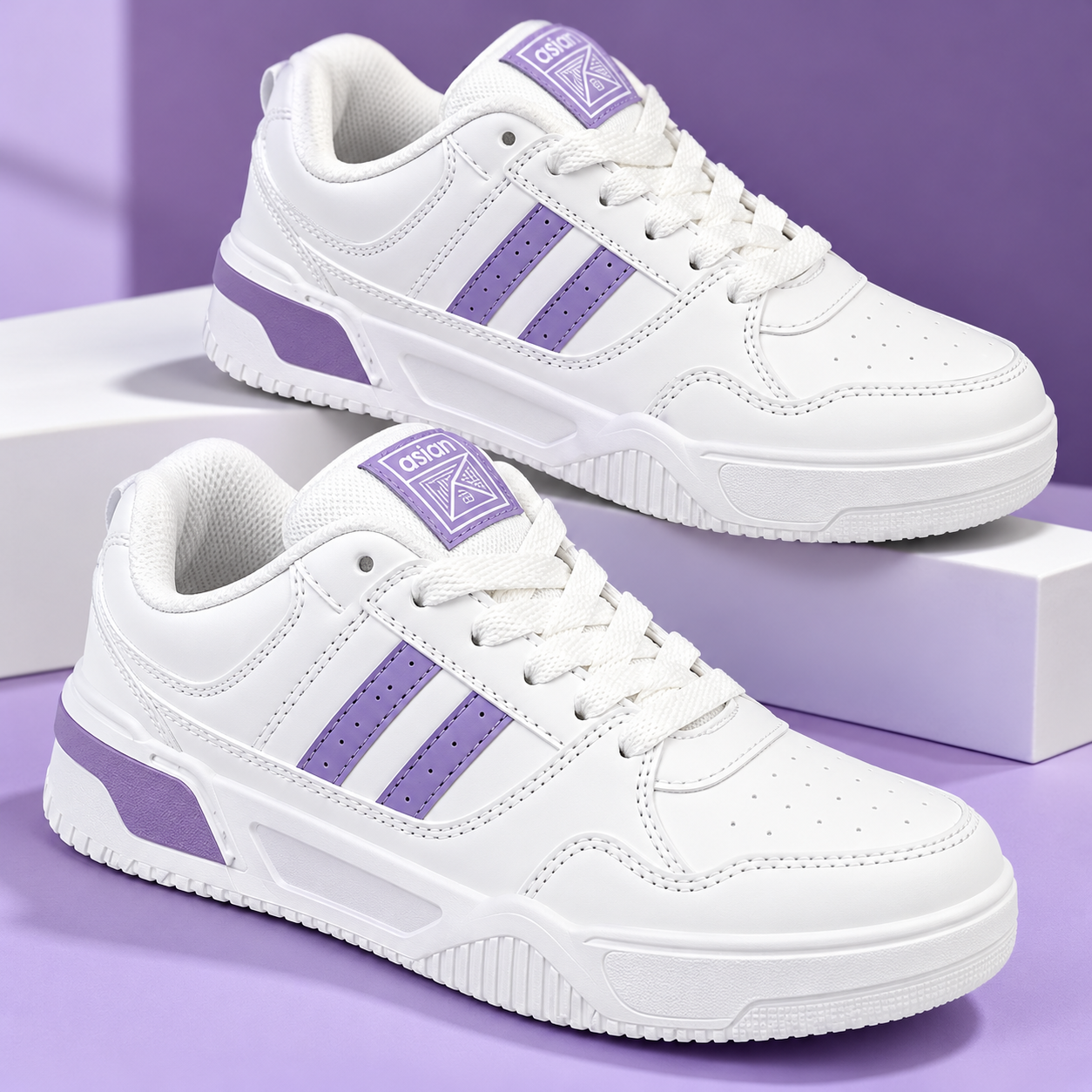Asian Paradise 12 SPL Girls Casual Sneakers Off White Lavender Shoes
