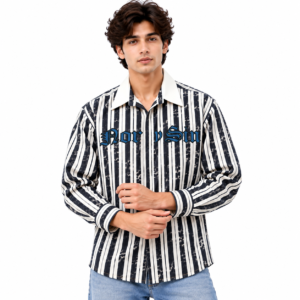 BLACKETT Cream Striped Full Sleeve Shirt